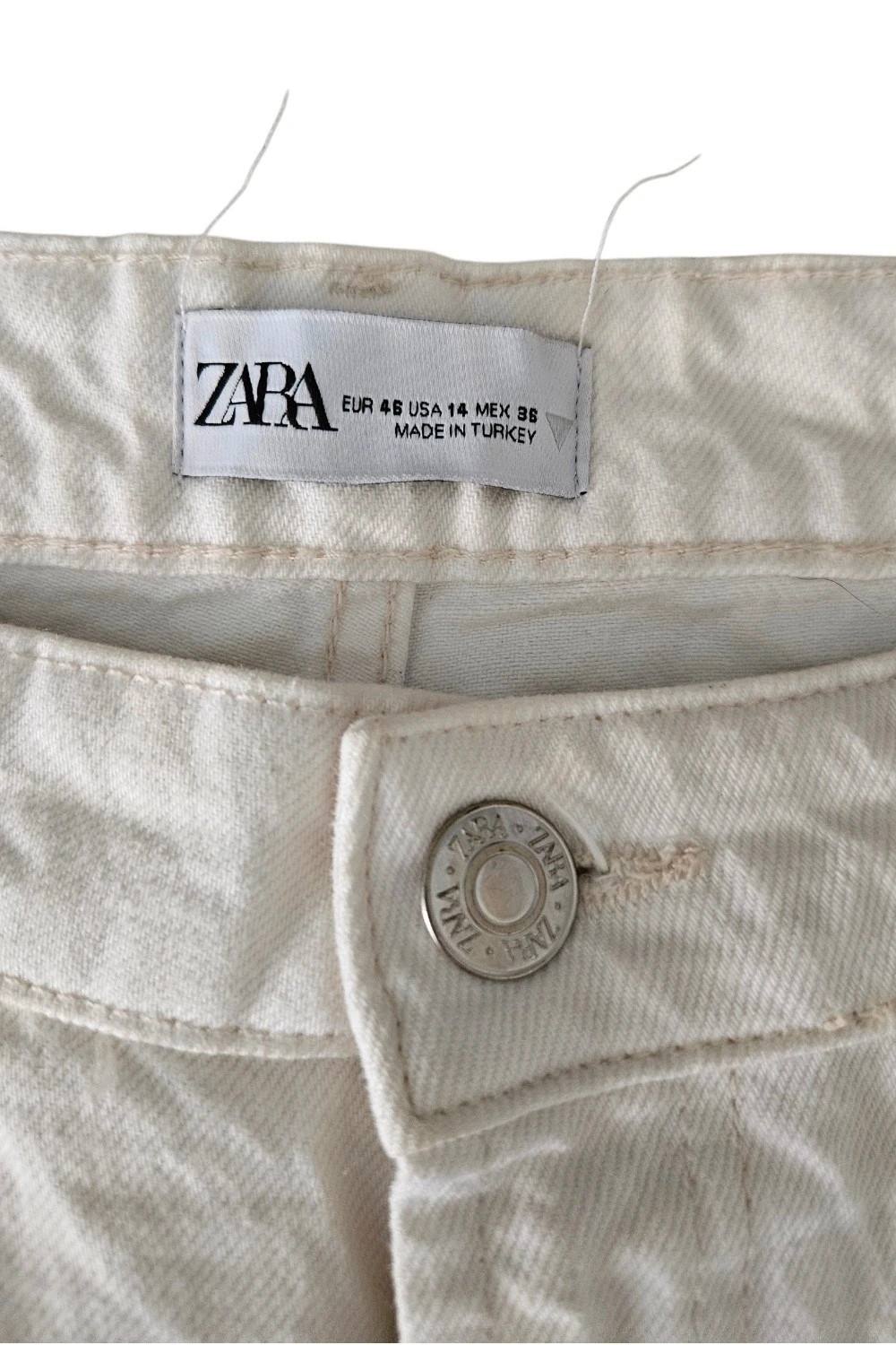 Culotte denim crema bajo dobladillo talle alto – Zara – taille XXXL / 46 / 18 4