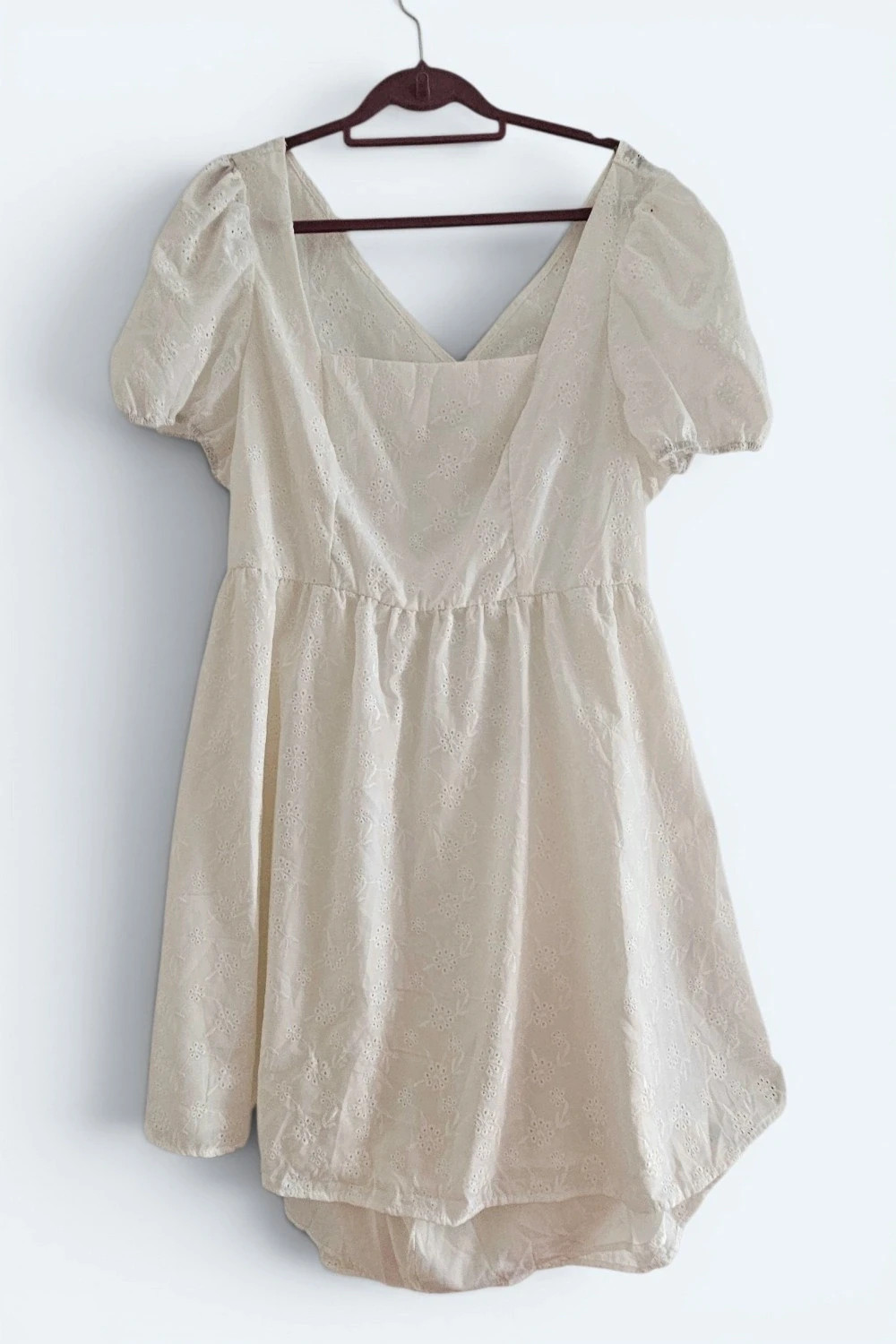Vestido babydoll blanco broderie manga globo | cottagecore romantic | Shein Curve 4XL