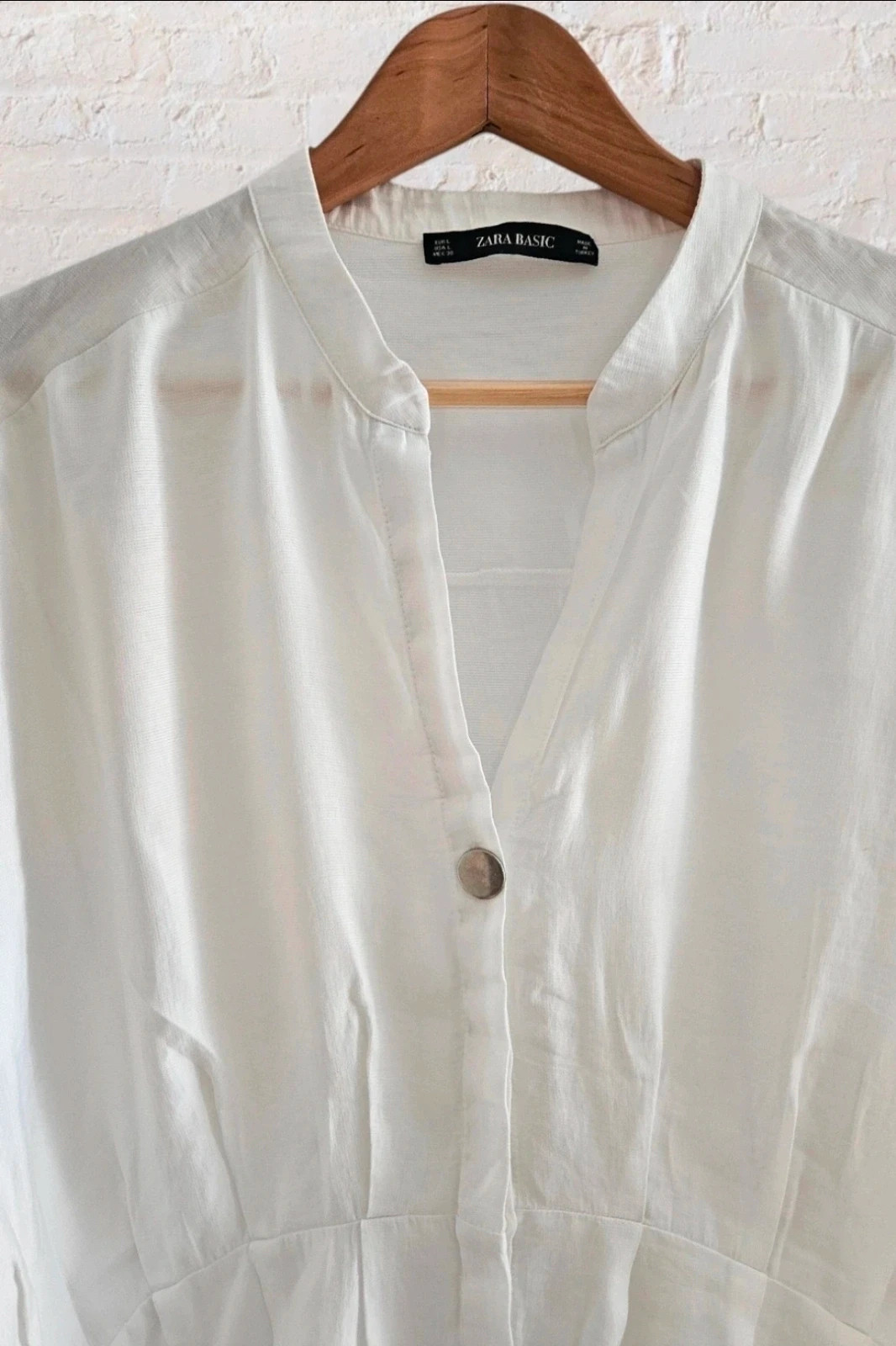 Zara white boho mao‑neck dress · Size L · Perfect condition – Zara – taille L / 40 / 12 3