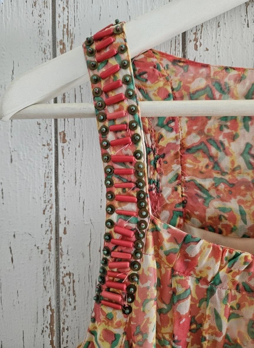 Vestido Adolfo Domínguez talla 40 floral boho cuentas verano fiesta ligero – Adolfo Dominguez – taille L / 40 / 12 3