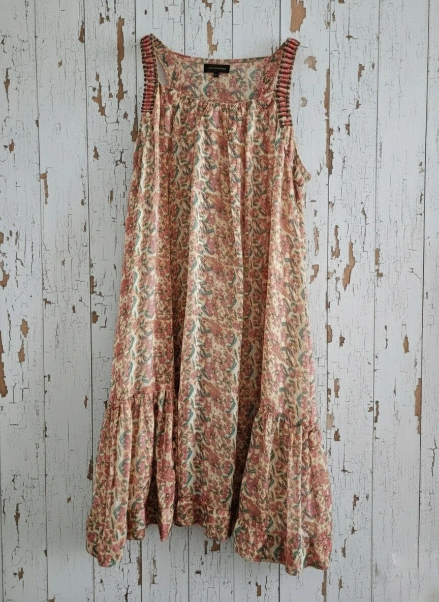 Vestido Adolfo Domínguez talla 40 floral boho cuentas verano fiesta ligero