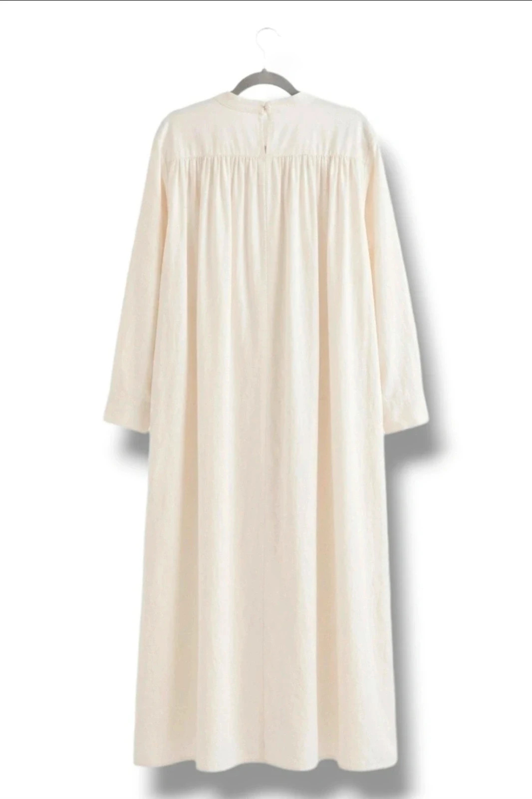 Vestido maxi crudo escote V frunce manga larga | boho romantic | Cortefiel talla XL – Cortefiel – taille XL / 42 / 14 2