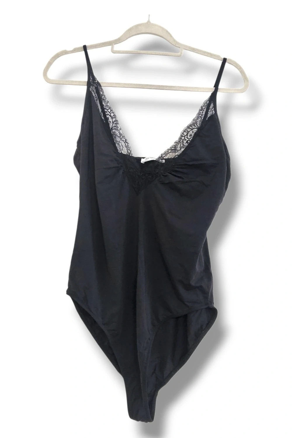 Body negro escote profundo encaje | romantic chic Y2K | Zara talla L – Zara – taille L / 40 / 12