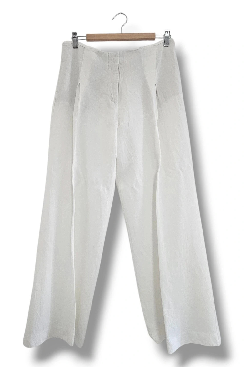 Pantalón lino blanco pierna ancha pinzas minimal chic | resort wear | Zara talla L – Zara – taille L / 40 / 12 2