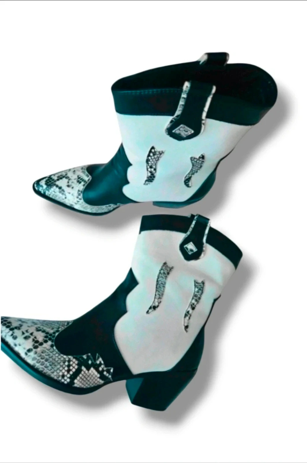 SHEIN Western Cowboy Boots · Black & White · Size 40 – Shein – taille 40 2