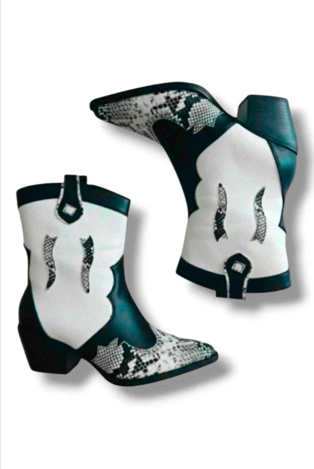 SHEIN Western Cowboy Boots · Black & White · Size 40 – Shein – taille 40