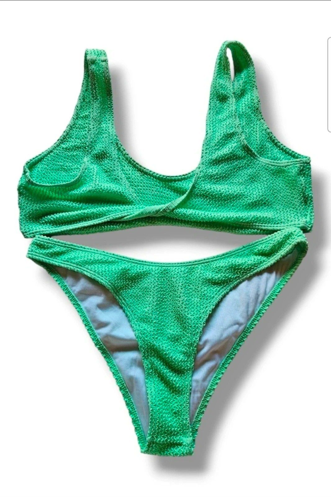 Conjunto bikini verde neón texturizado twist | Y2K beach sport | talla L – Local – taille L / 40 / 12