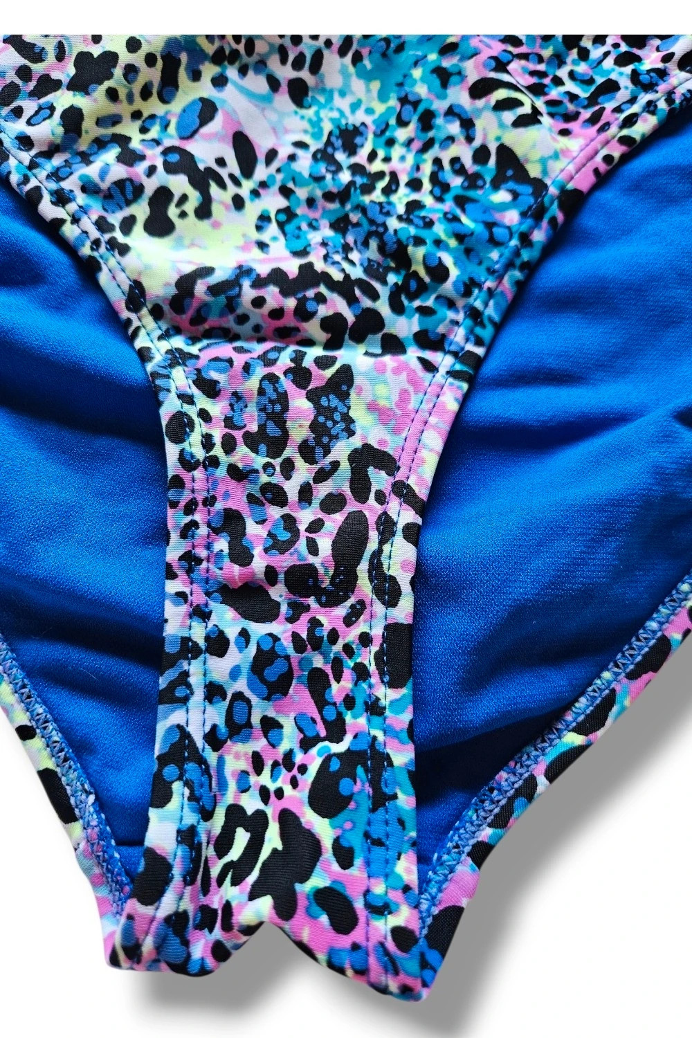 Bottom bikini animal print neón azul doble cinta lateral | Y2K wild beach | talla XL – Local – taille XL / 42 / 14 2