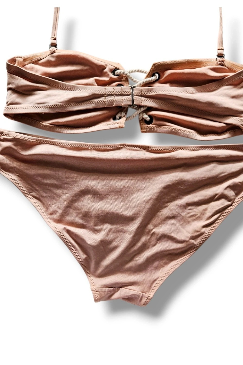 Bikini H&M Talla 42/44 | Rosa Palo | Minimal Chic Bandeau Cordones Verano Playa – H&M – taille XXL / 44 / 16 5