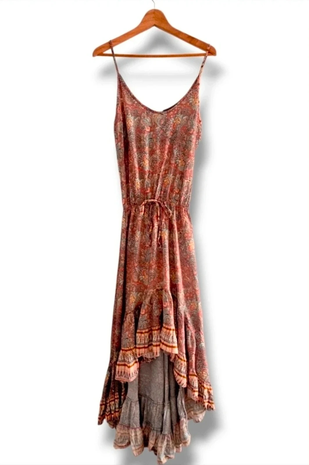 Vestido Asimétrico Talla Única | Rosa Pastel Paisley | Boho Ibicenco Romántico Cottagecore Volante – Local – taille Taille unique 2