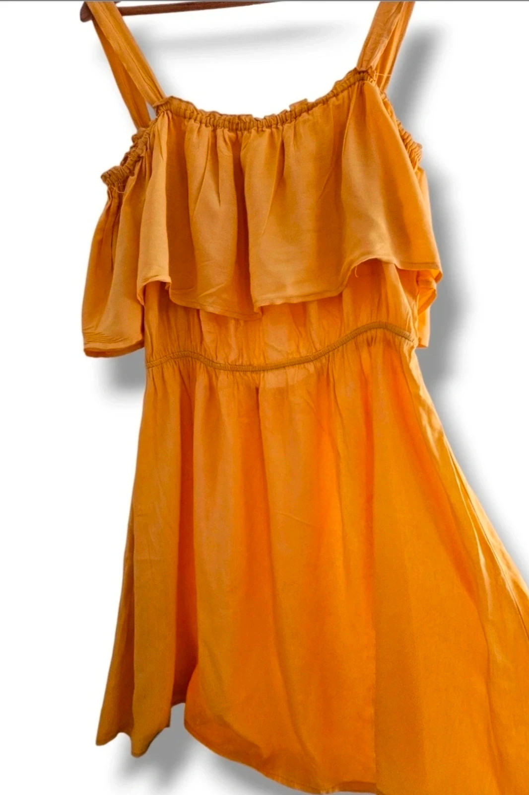 Vestido Mango Talla L | Amarillo Mostaza | Boho Romántico Off Shoulder Volante Espalda Descubierta – Mango – taille L / 40 / 12 4