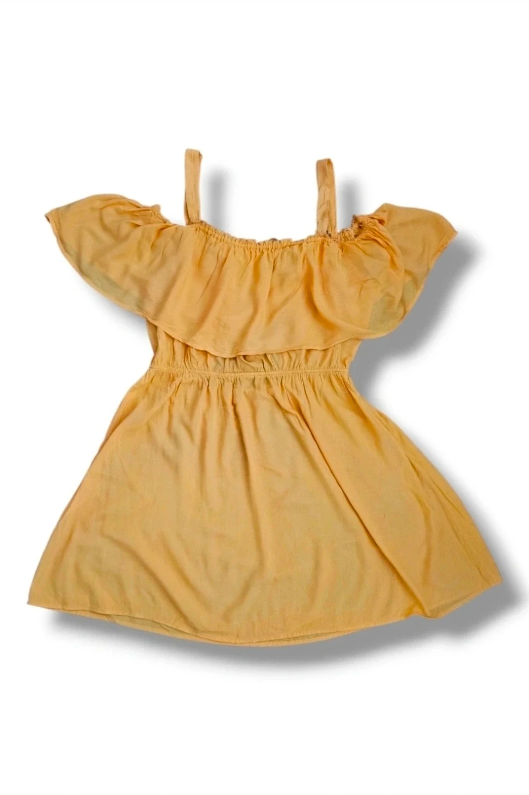 Vestido Mango Talla L | Amarillo Mostaza | Boho Romántico Off Shoulder Volante Espalda Descubierta – Mango – taille L / 40 / 12 2