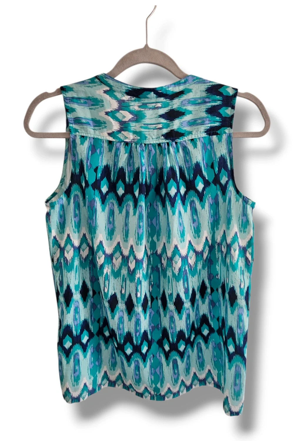 Blusa H&M Talla M | Turquesa | Boho Étnico Ikat Colorful Verano Sin Mangas – H&M – taille M / 38 / 10 4