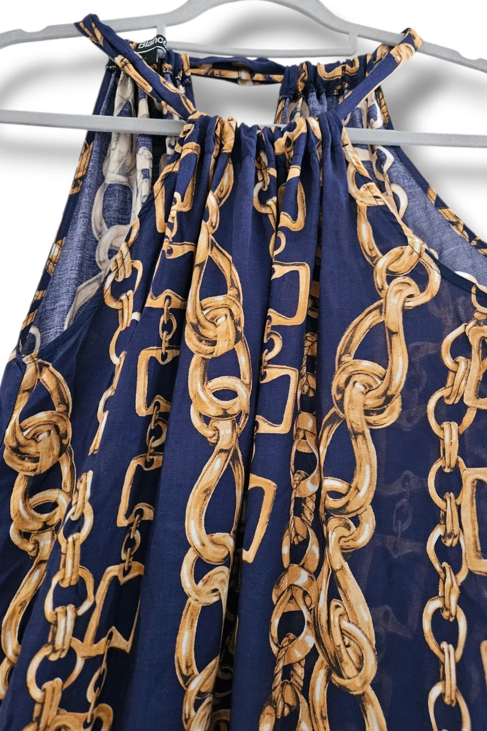 Top Blanco Talla L | Azul Marino | Luxury Chic Cadenas Doradas Halter Verano – Blanco – taille L / 40 / 12 2
