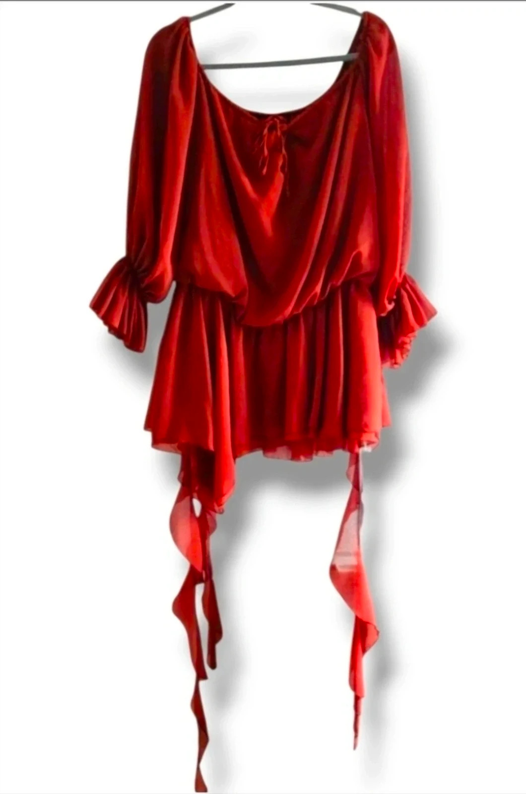 Vestido/Blusa Missguided Talla S | Terracota | Boho Romántico Volantes