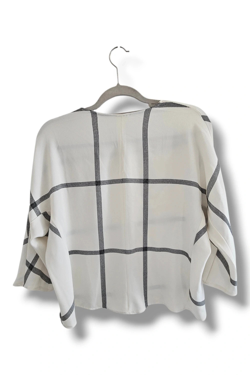 Blusa Cuadros Grandes Talla Única | Crema | Minimal Chic Oversize Elegante Manga Murciélago – Local – taille Taille unique 3