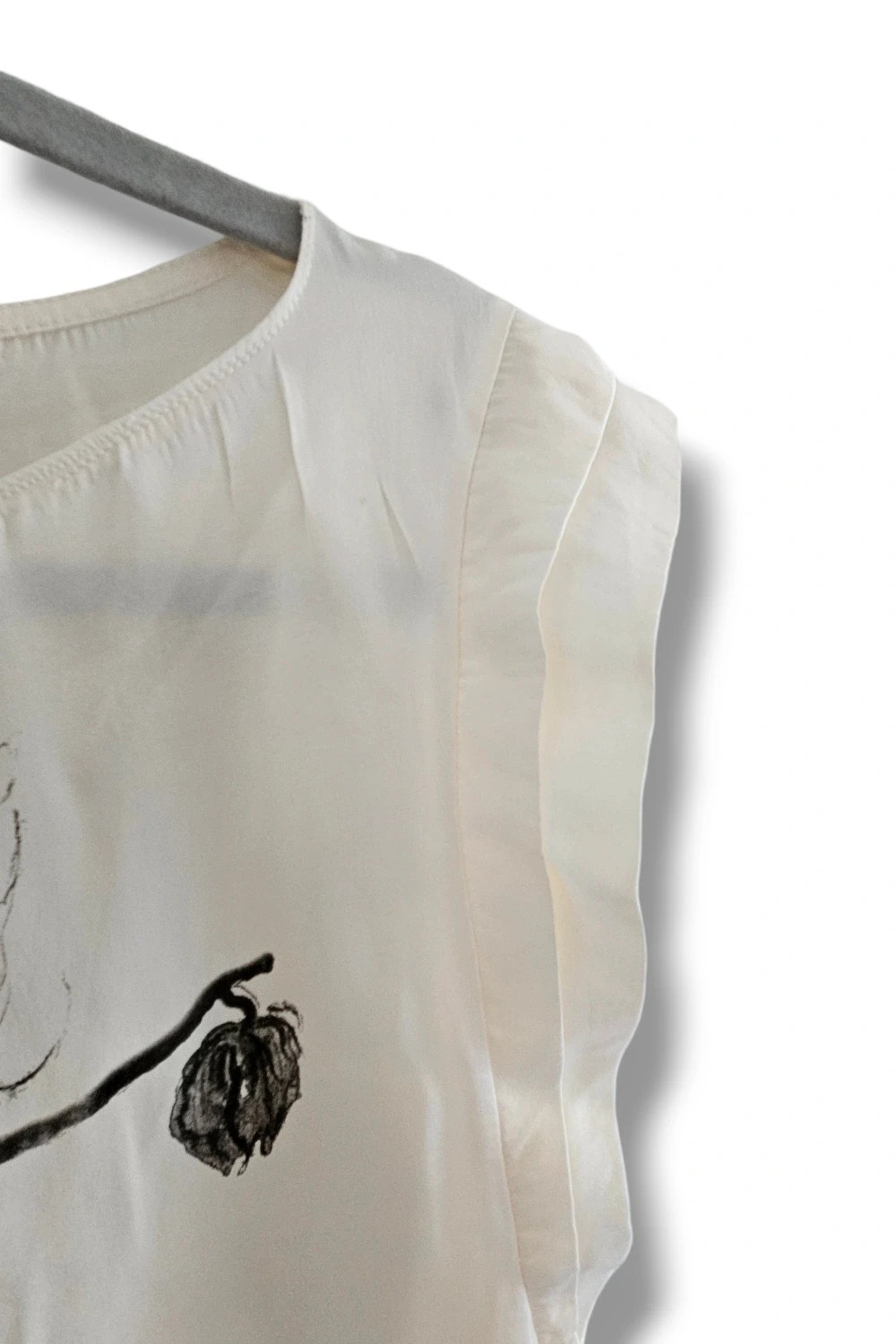 Blusa Zara Woman Talla M | Crema | Minimal Romántico Estampado Floral Botánico Efecto Seda – Zara – taille M / 38 / 10 2