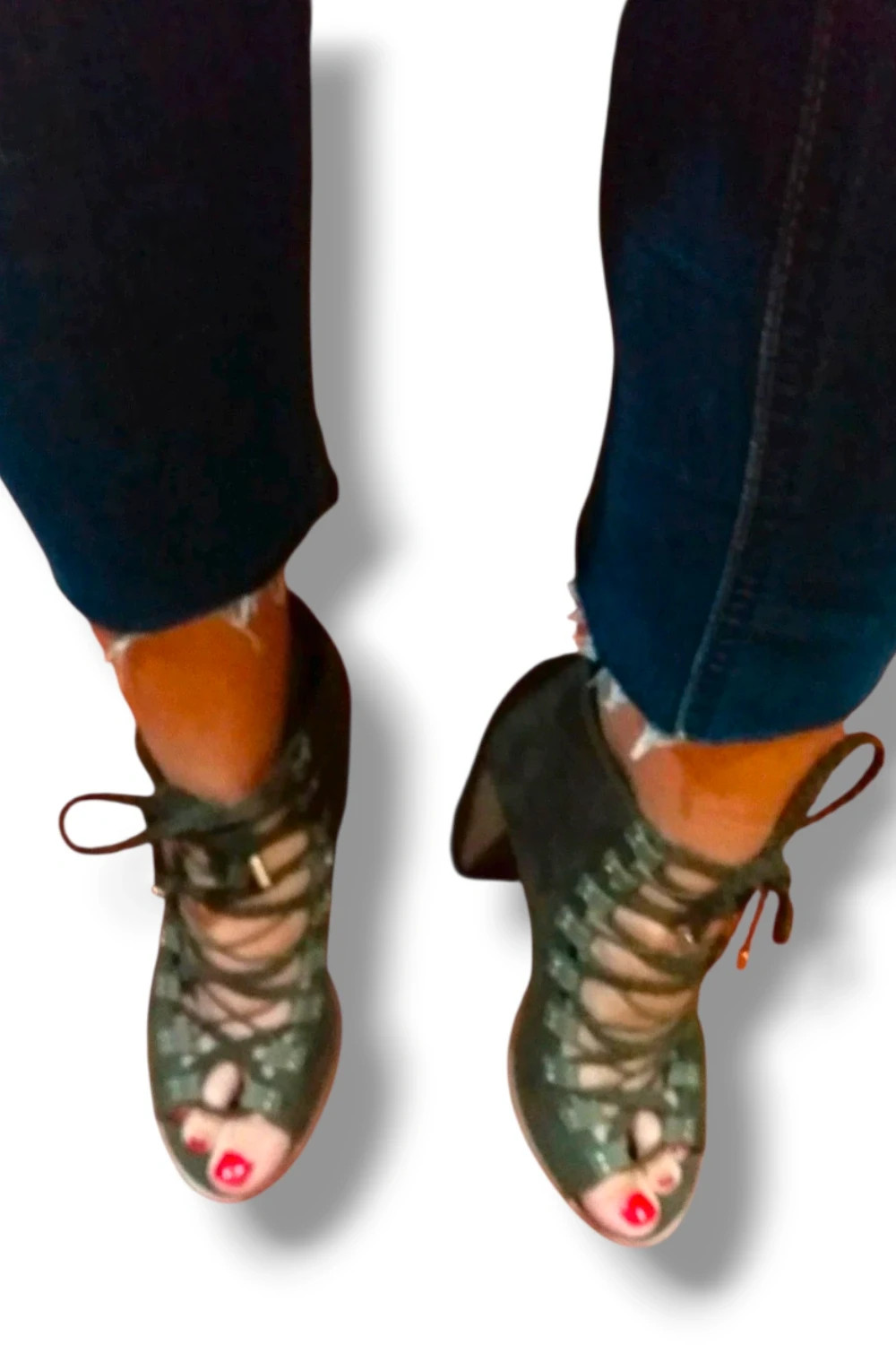 Botines Bershka Talla 39 | Kaki | Boho Gladiador Efecto Ante Tacón Bloque Cordones – Bershka – taille 39 2