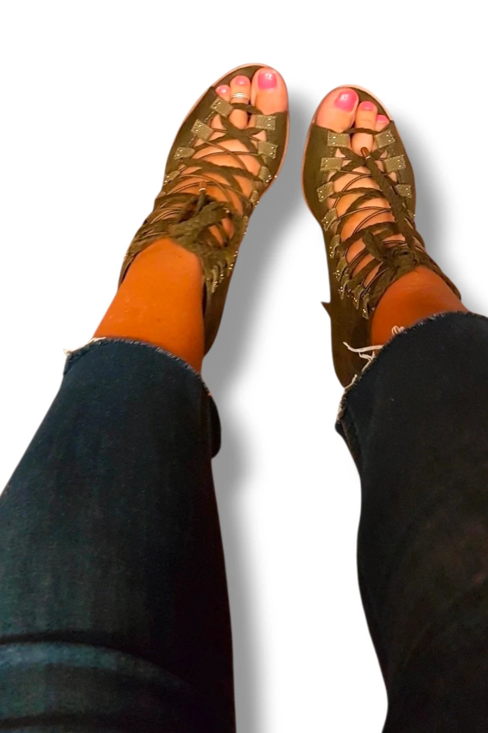 Botines Bershka Talla 39 | Kaki | Boho Gladiador Efecto Ante Tacón Bloque Cordones – Bershka – taille 39