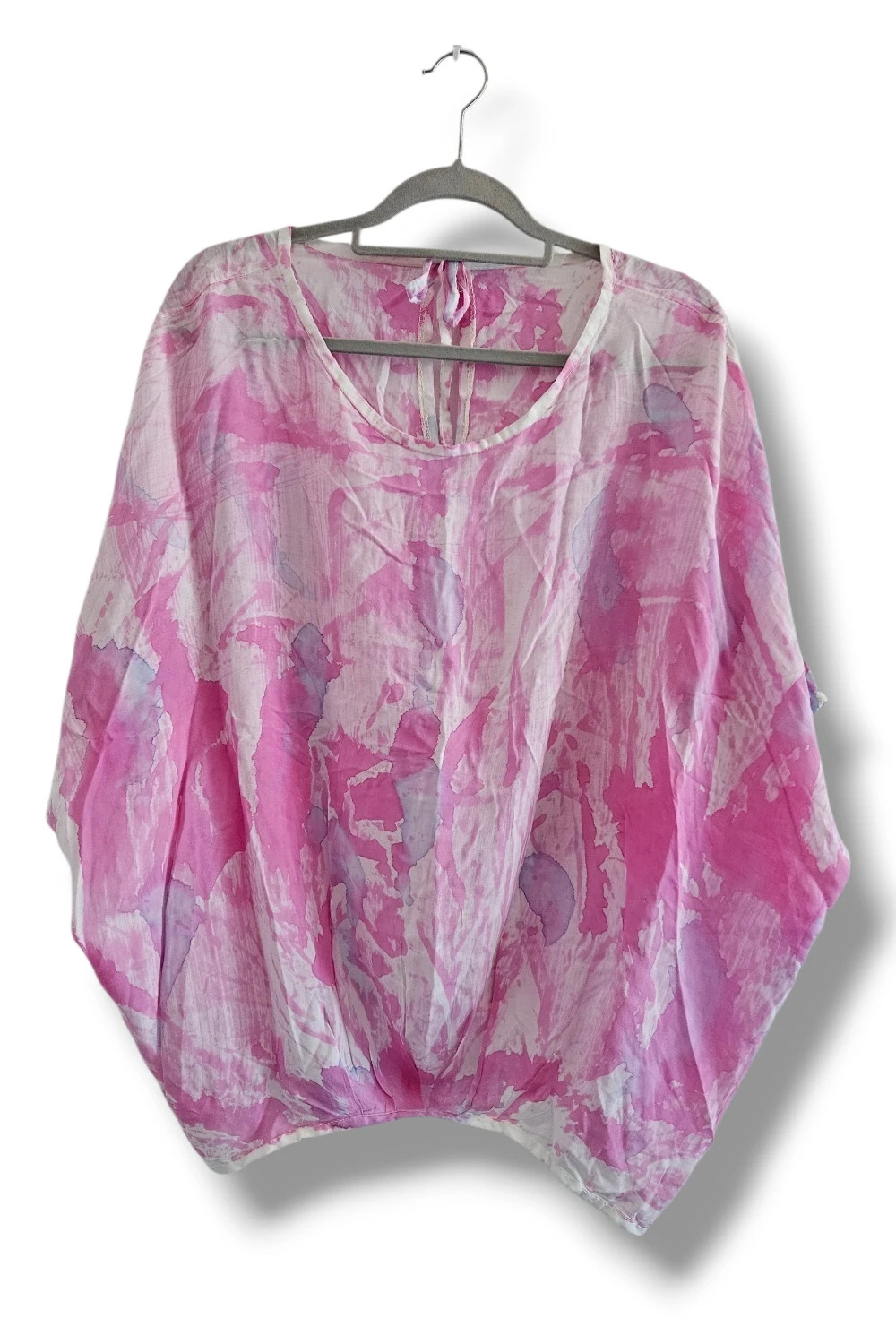 Blusa Fórmula Joven Talla M | Rosa | Tie Dye Boho Ibiza Oversize Manga Murciélago