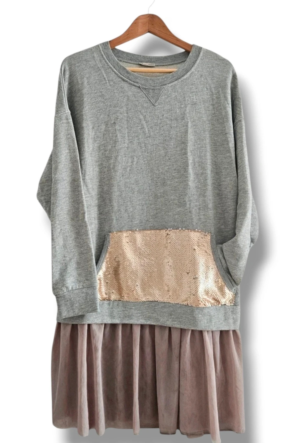 Vestido Sudadera Zara Talla M/L-XL | Gris | Casual Chic Lentejuelas Tul Único – Zara – taille M / 38 / 10 2