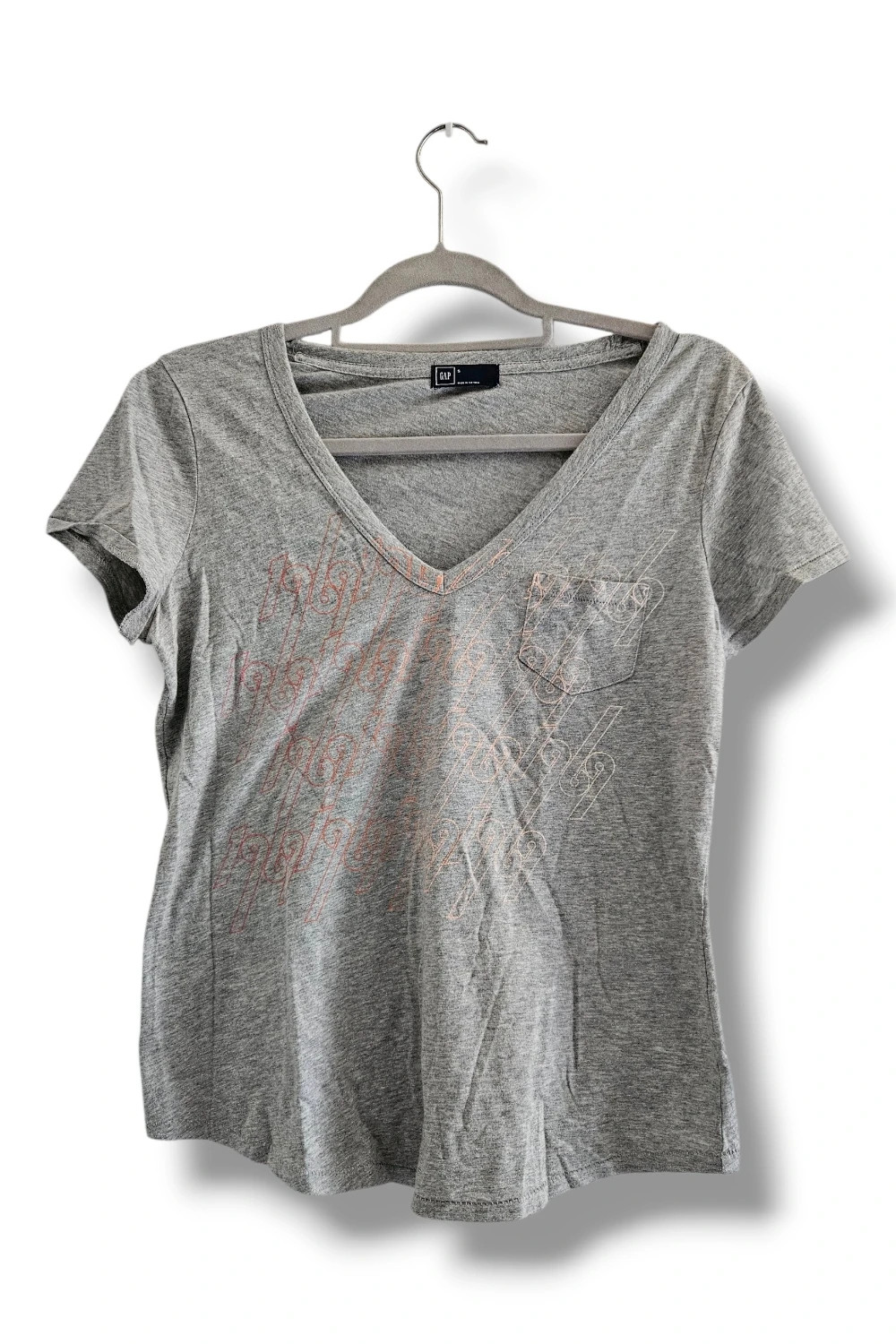 Camiseta GAP Talla S | Gris | Casual Vintage Minimal Estampado Gráfico