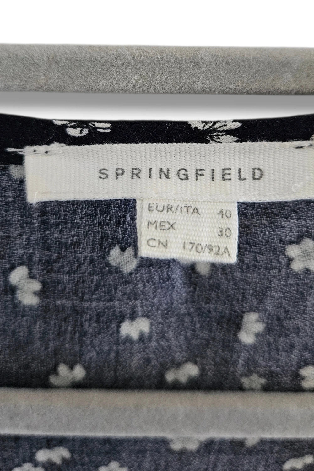Blusa Springfield Talla 40 | Azul Marino Floral | Romántico Vintage Cottagecore Cruzada – Springfield – taille L / 40 / 12 4