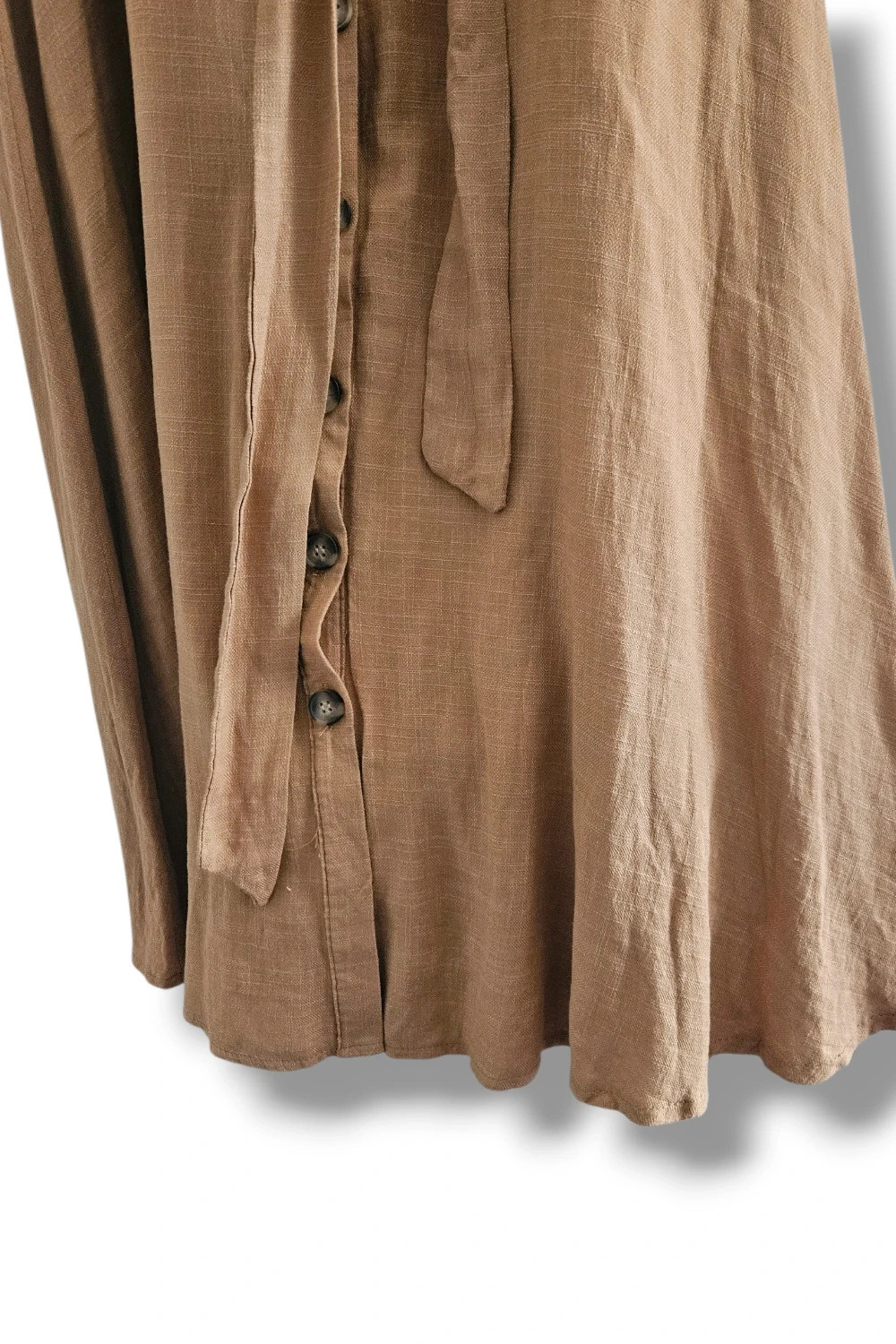 Vestido Lino Trendyol Talla 40 | Camel | Midi Romántico Boho Manga Globo – Trendyol – taille L / 40 / 12 3