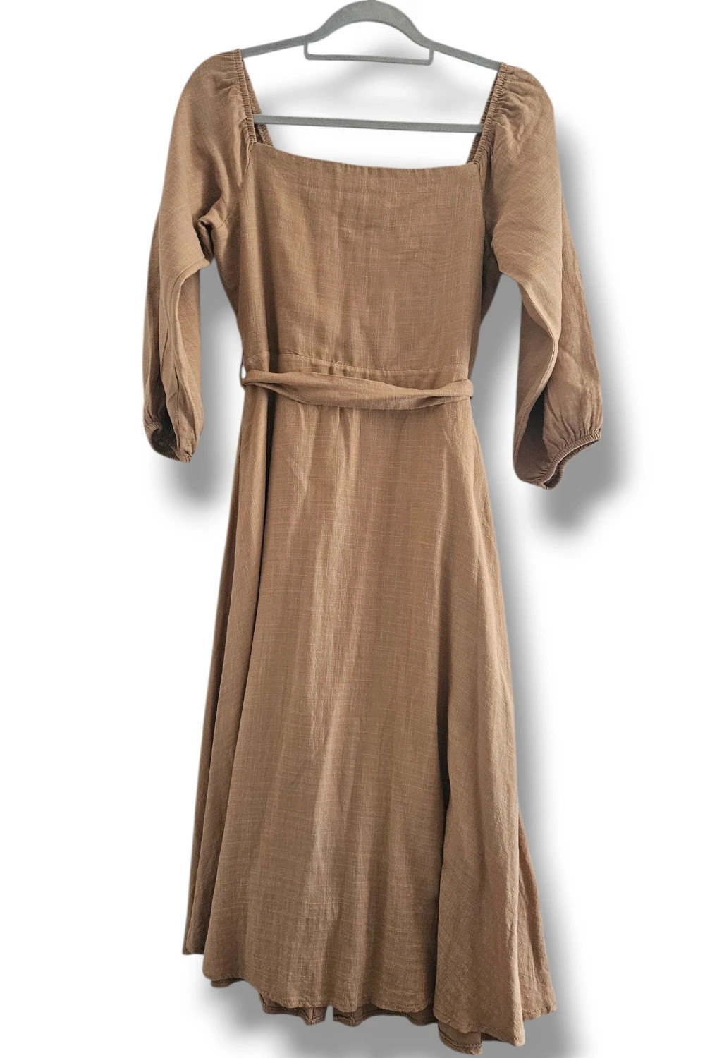 Vestido Lino Trendyol Talla 40 | Camel | Midi Romántico Boho Manga Globo – Trendyol – taille L / 40 / 12 5