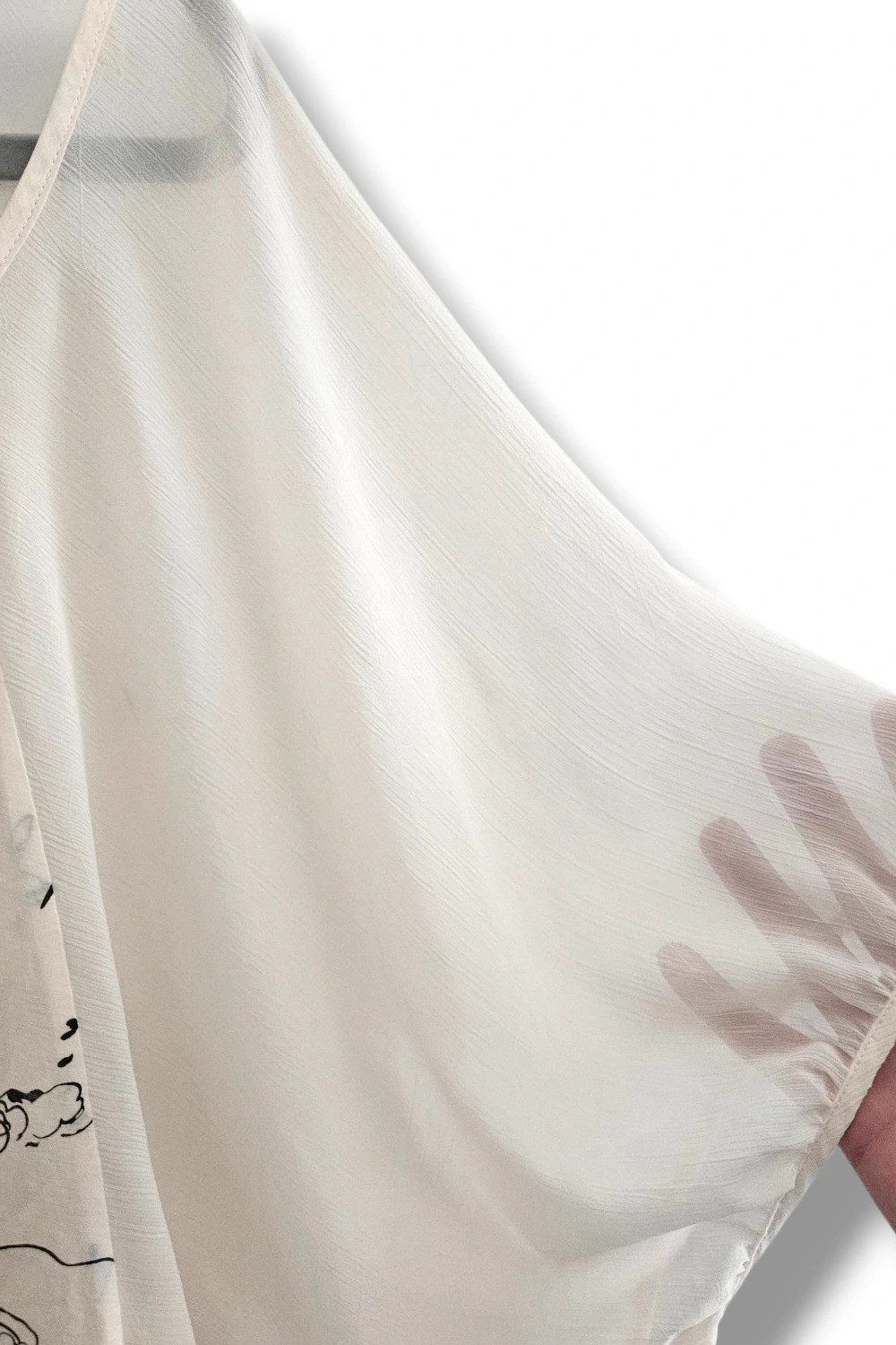 Blusa H&M Talla L | Crema | Doble Capa Estampado Floral Manga Murciélago – H&M – taille L / 40 / 12 3