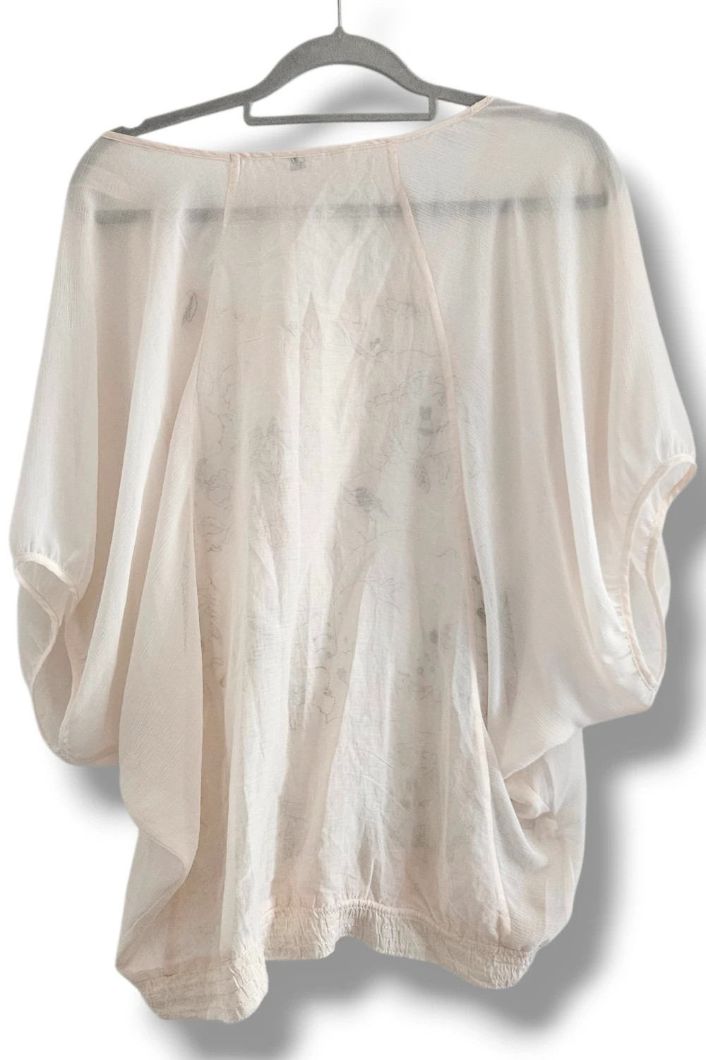 Blusa H&M Talla L | Crema | Doble Capa Estampado Floral Manga Murciélago – H&M – taille L / 40 / 12 5