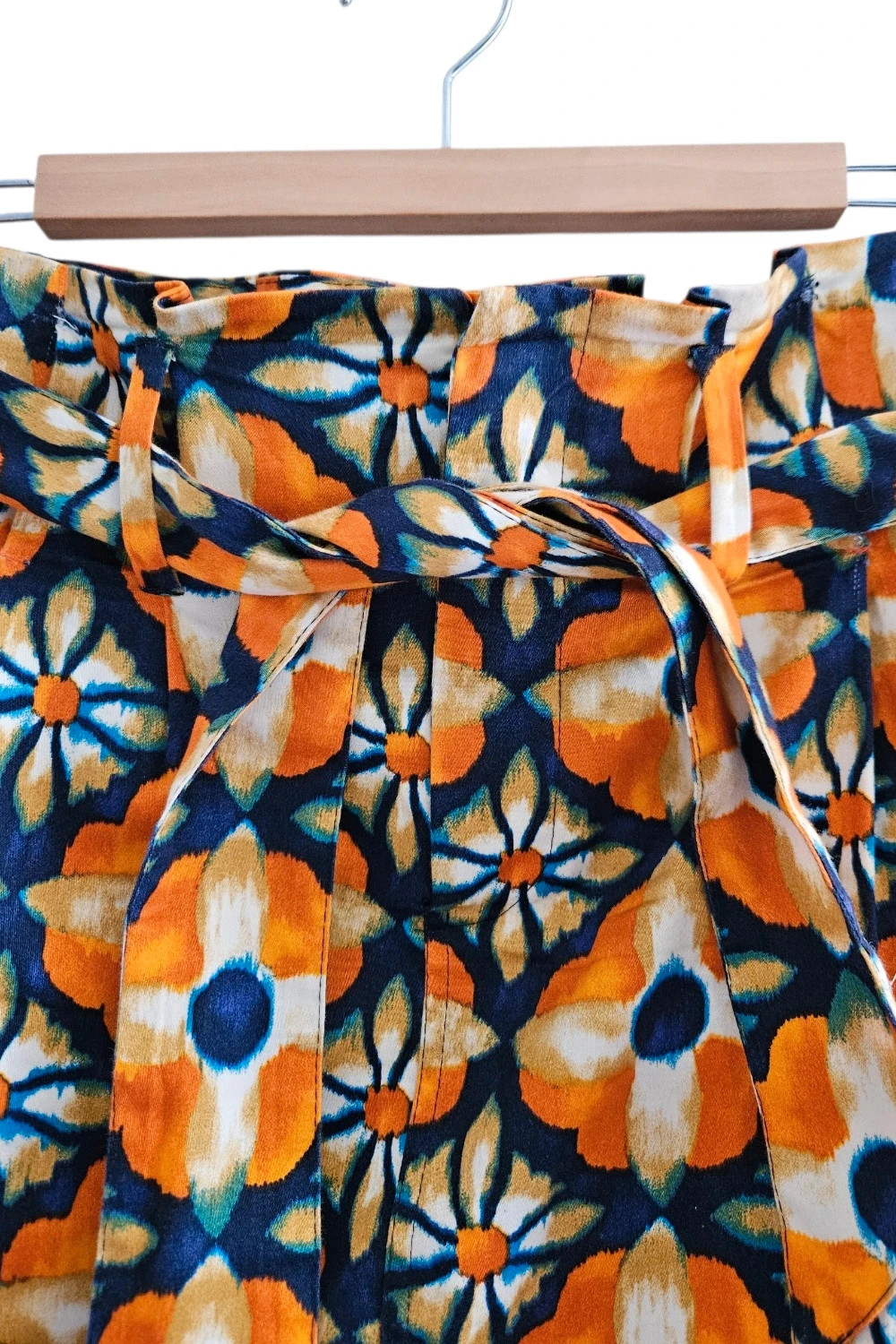 Falda Zara Talla L | Naranja Retro | Vintage 70s Boho Estampado Floral Cintura Alta – Zara – taille L / 40 / 12 2