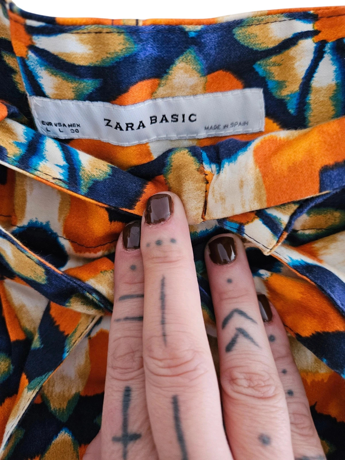 Falda Zara Talla L | Naranja Retro | Vintage 70s Boho Estampado Floral Cintura Alta – Zara – taille L / 40 / 12 3