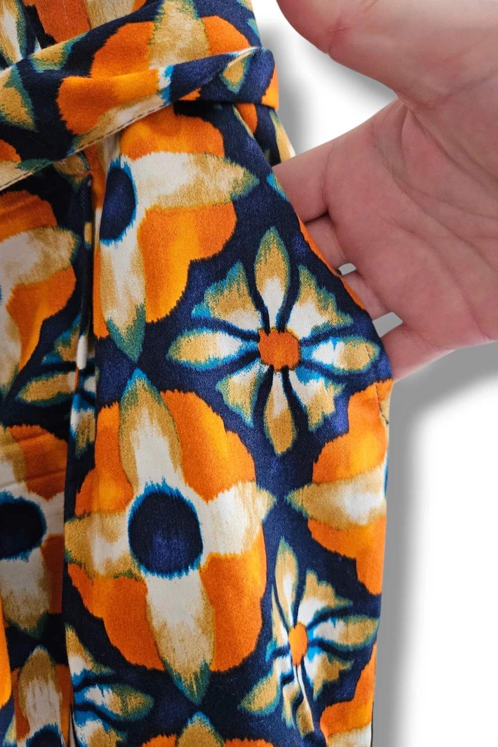Falda Zara Talla L | Naranja Retro | Vintage 70s Boho Estampado Floral Cintura Alta – Zara – taille L / 40 / 12 4