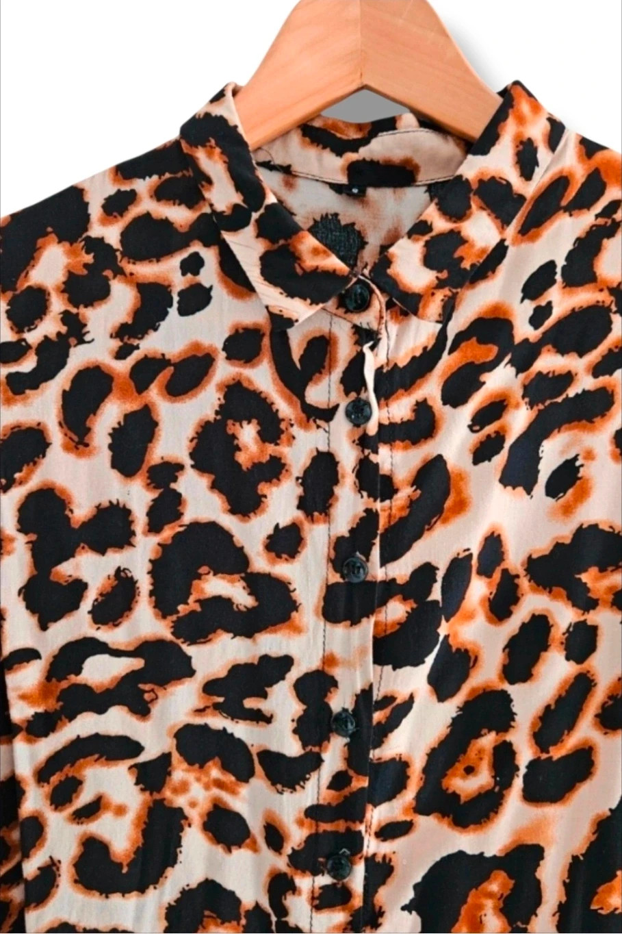 Animal‑Print Soft Shirt · Beige Leopard · Size S – taille S / 36 / 8 2