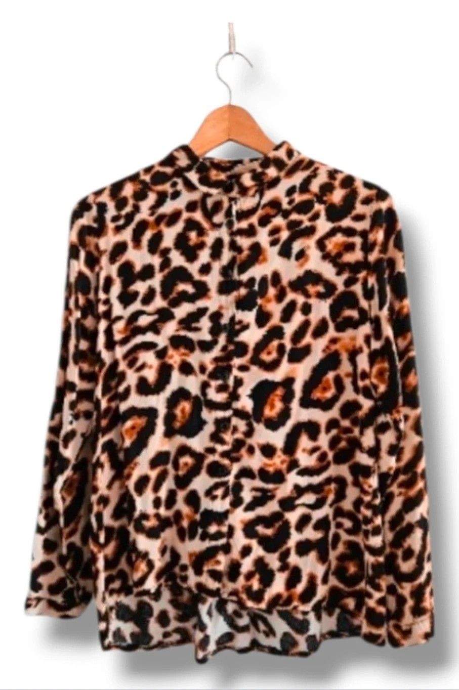 Animal‑Print Soft Shirt · Beige Leopard · Size S – taille S / 36 / 8