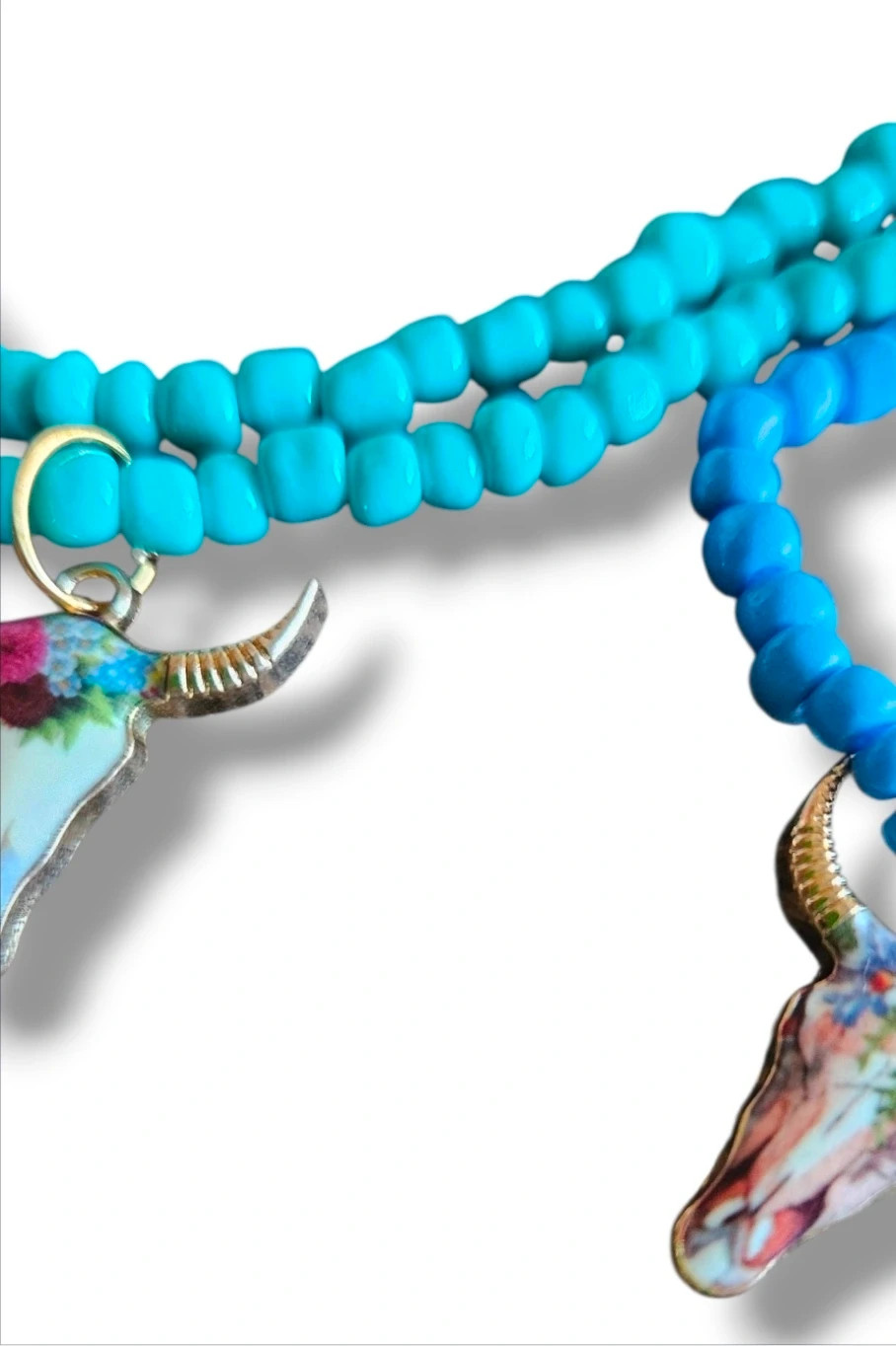 Boho Beaded Choker with Painted Skull Pendant · One Size – No Label 2
