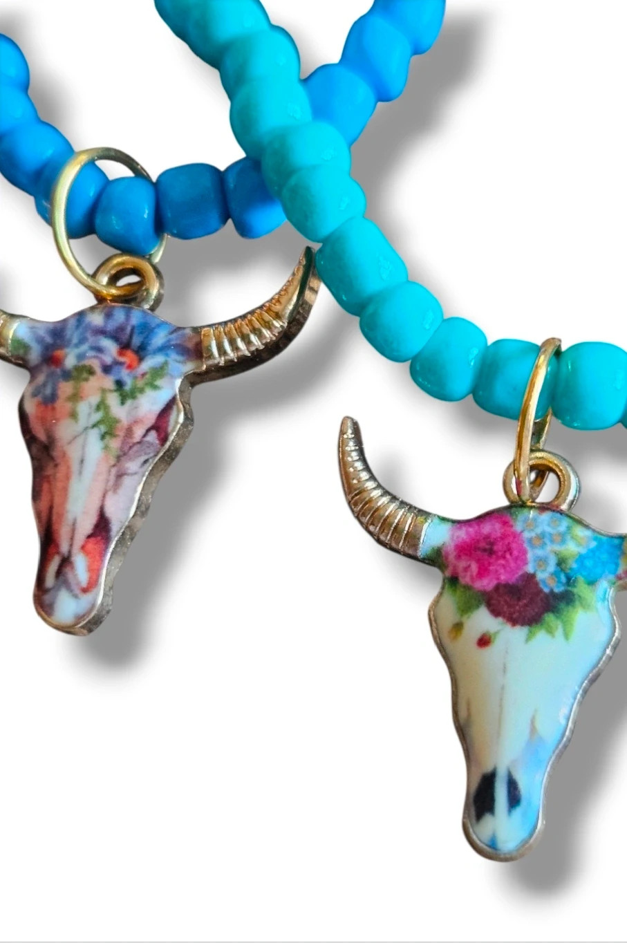 Boho Beaded Choker with Painted Skull Pendant · One Size – No Label 3