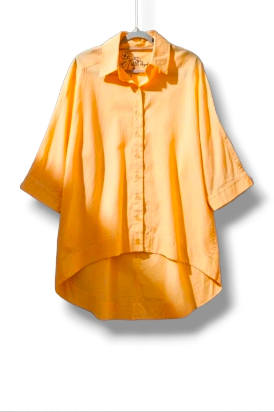 Ulla Popken Oversize Butter‑Yellow Shirt · Asymmetric · Size S (Fits up to L)