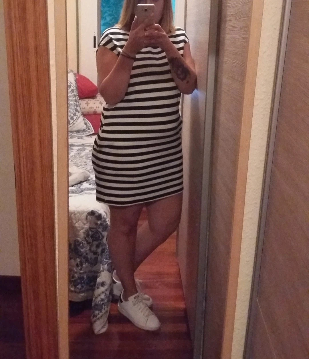 Mango Striped Stretch Dress · Black & White · Size L – Mango – taille L / 40 / 12