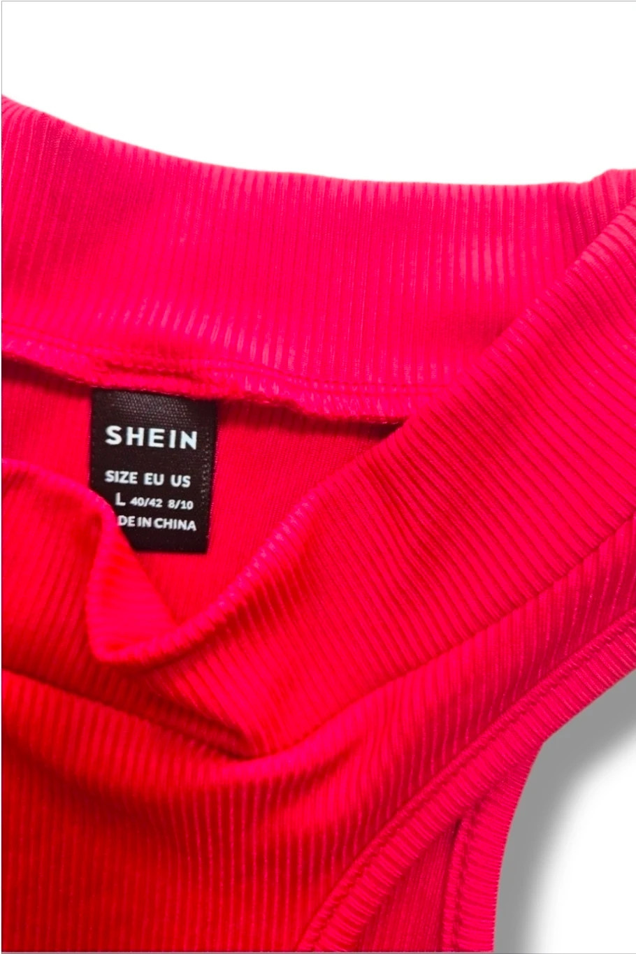 SHEIN Ribbed Side‑Slit Dress · Red · Size L – Shein – taille L / 40 / 12 5