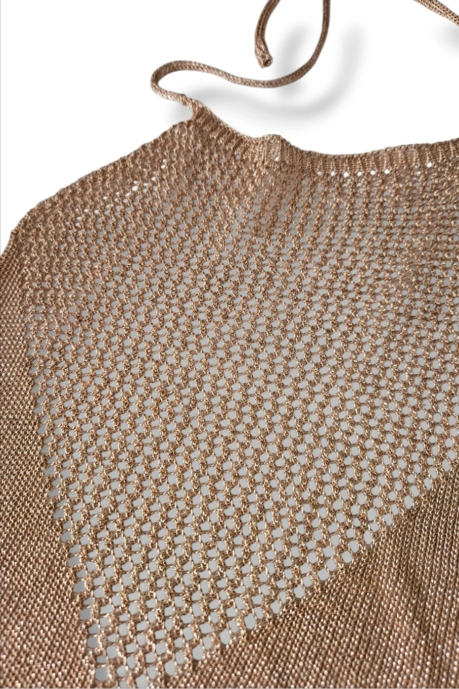 Golden Crochet Halter Top · Handmade Look · Size M – taille M / 38 / 10 2
