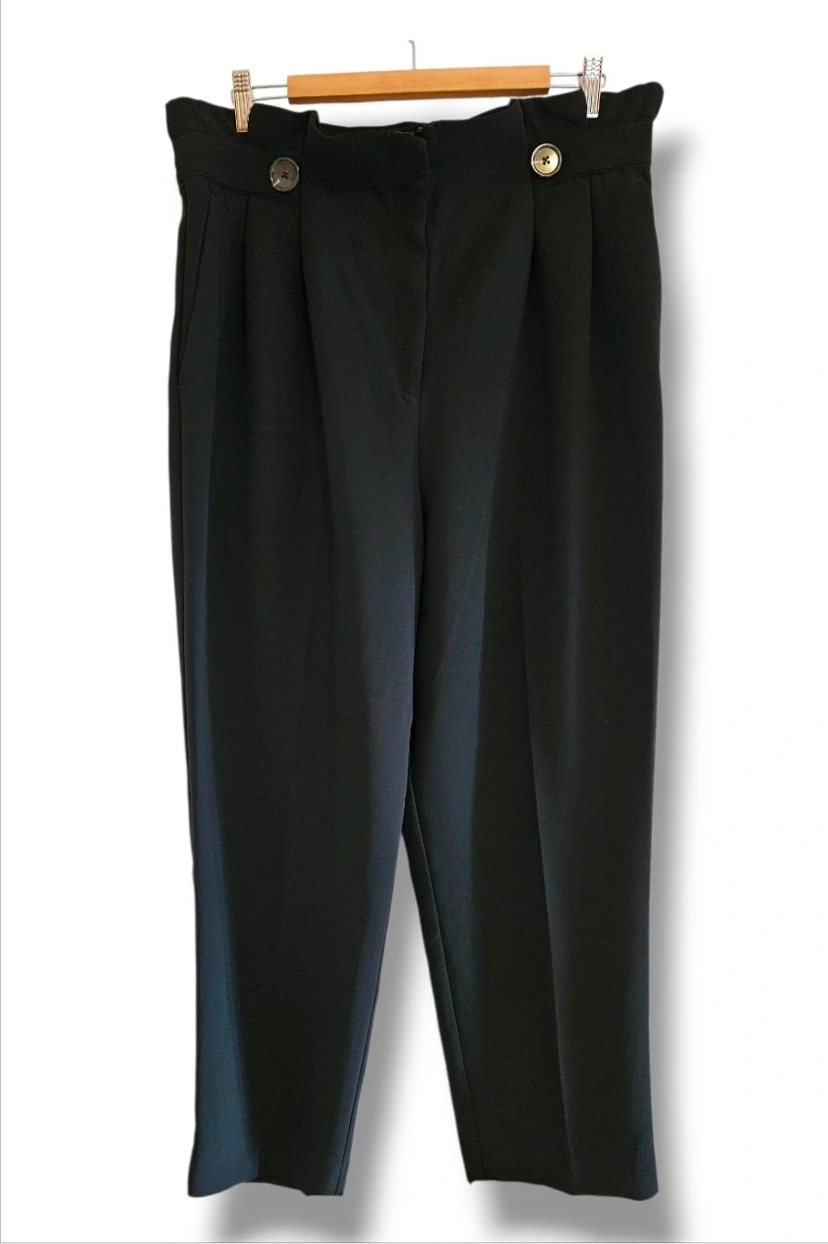 H&M High‑Waist Tapered Trousers · Black · Size 46 – H&M – taille XXXL / 46 / 18