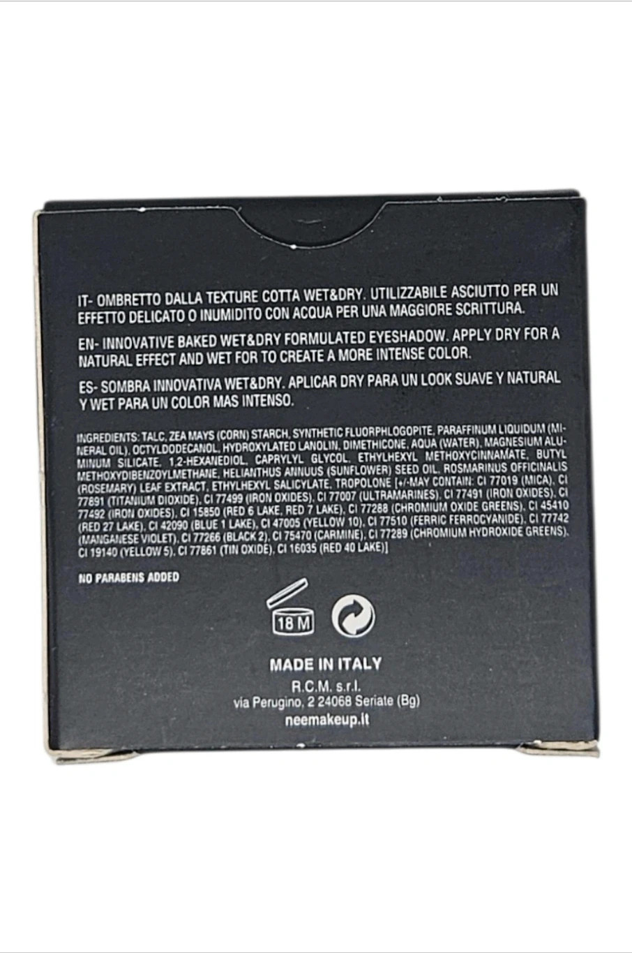 Nee Make Up Milano Eyeshadow Cotto 820 Black · New – NEE MAKE UP MILANO 3