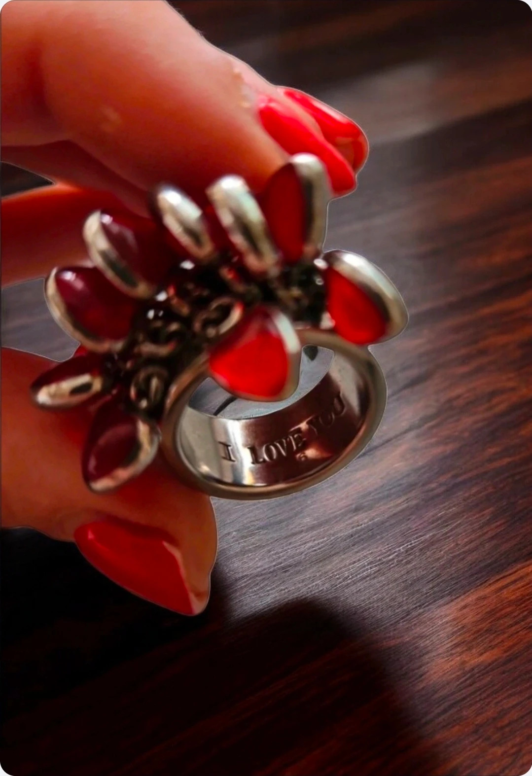 Swatch ring · Size 6 · Heart charms · “I love you” engraving · Valentine’s gift – Swatch – taille 14,9 mm 3