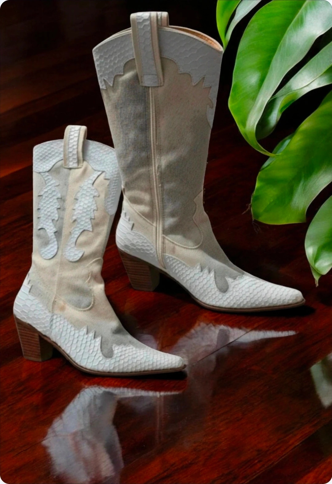 Hoyvoy cowboy boots · Size 37 · Washed denim & snake effect · Great condition – Hoyvoy – taille 37 3