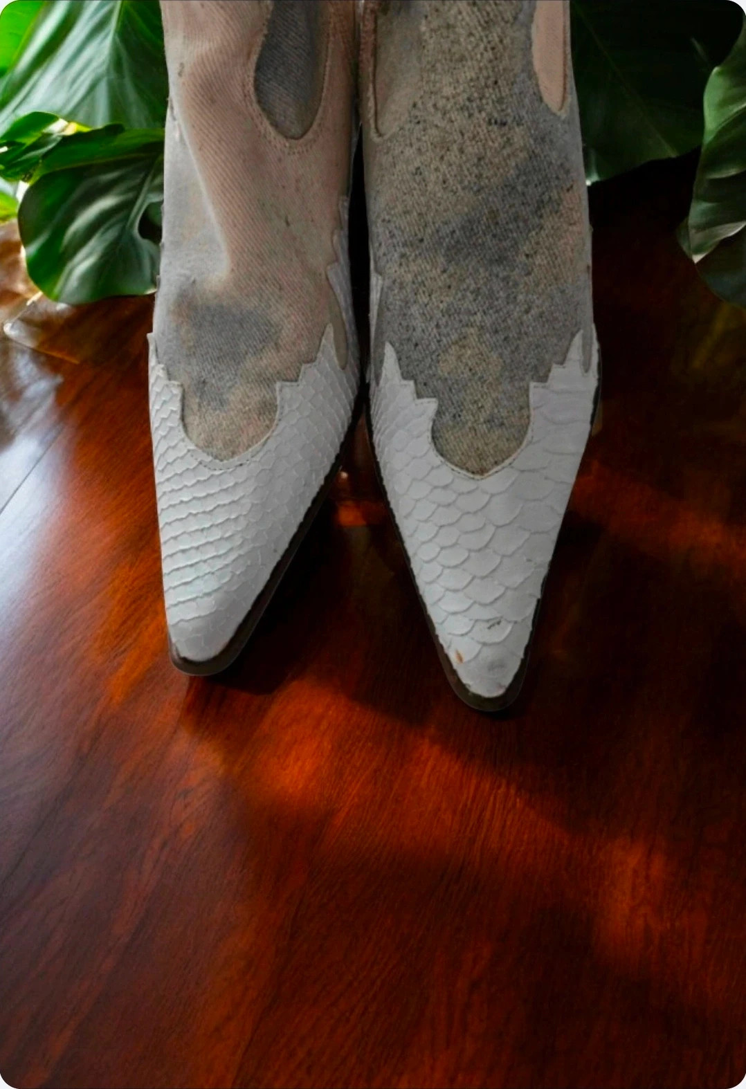 Hoyvoy cowboy boots · Size 37 · Washed denim & snake effect · Great condition – Hoyvoy – taille 37 5