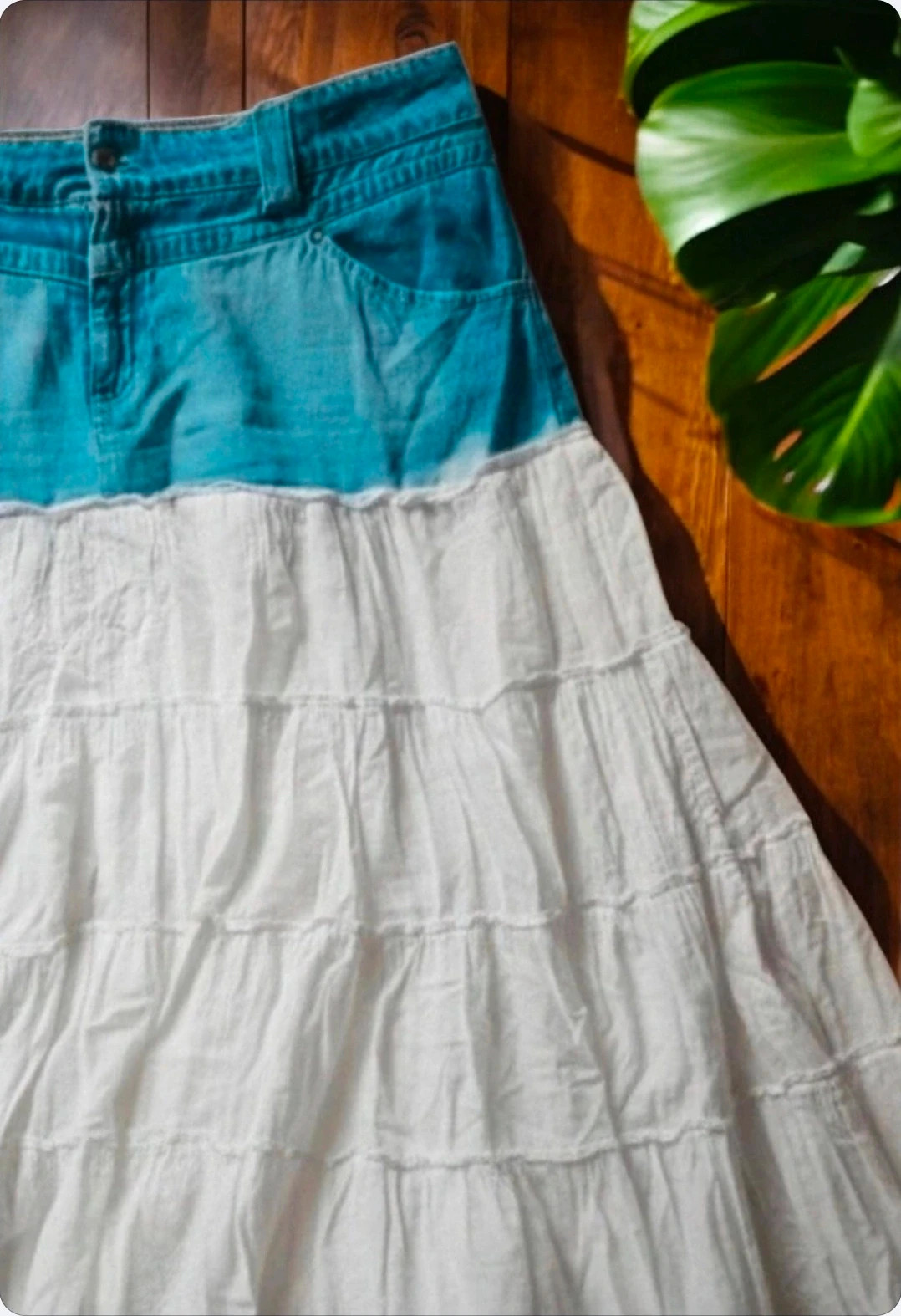 Boho skirt from Ibiza market · Size 44 · Denim & cotton mix · Excellent condition – taille XXL / 44 / 16 2