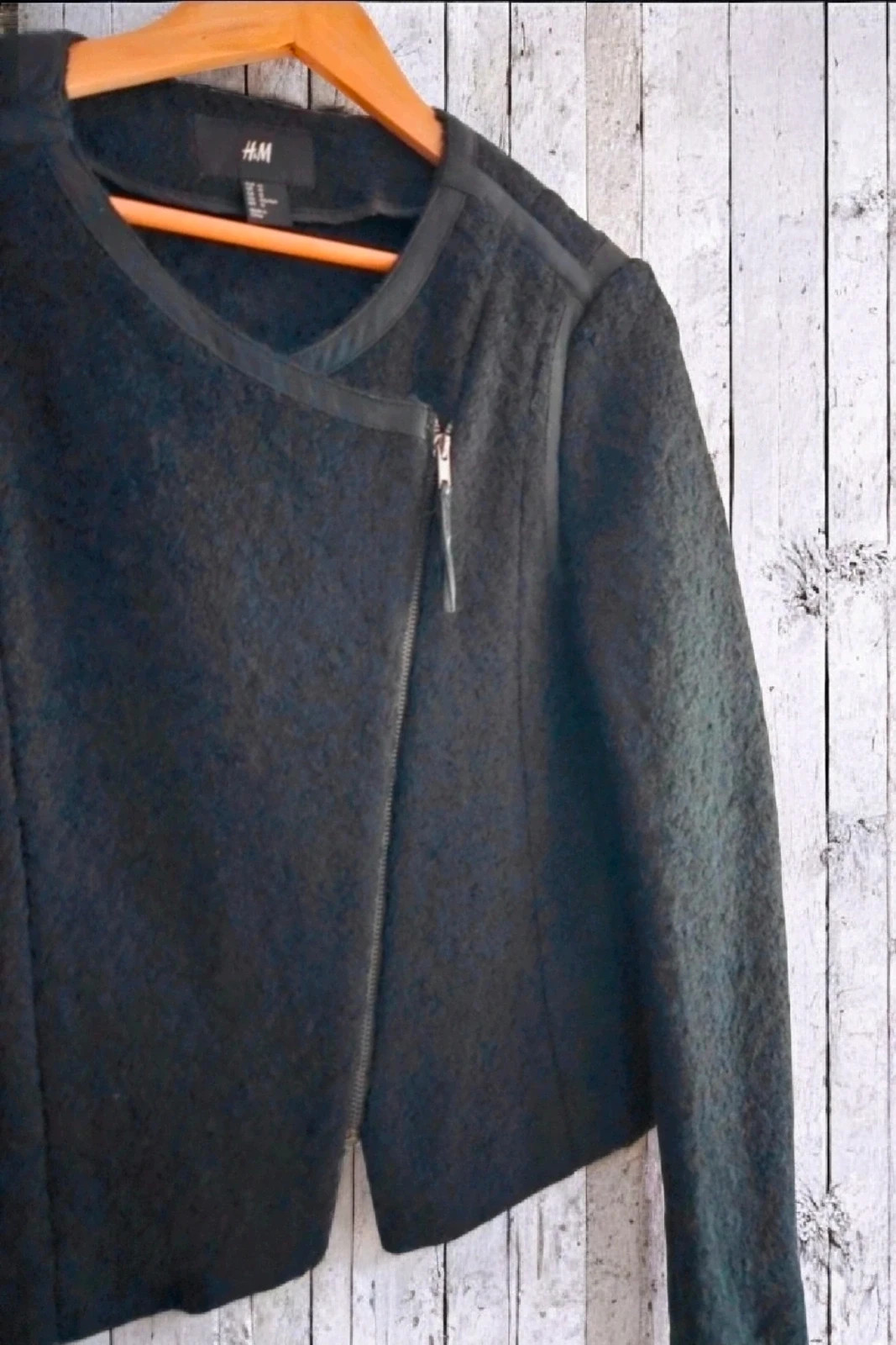 Chaqueta H&M mujer talla 42 negra cremallera asimétrica estilo biker elegante – H&M – taille XL / 42 / 14 3
