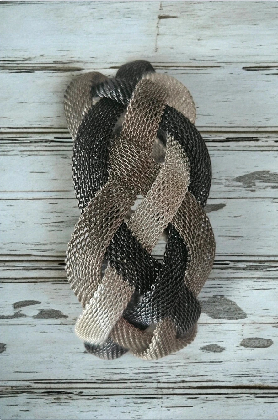 Pulsera vintage metal trenzado plateado cierre imán | Vintage braided silver bracelet 3